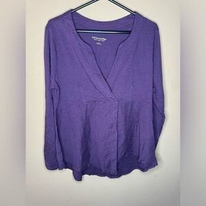 Soft Surroundings Purple Wrap Blouse with Long Sleeves